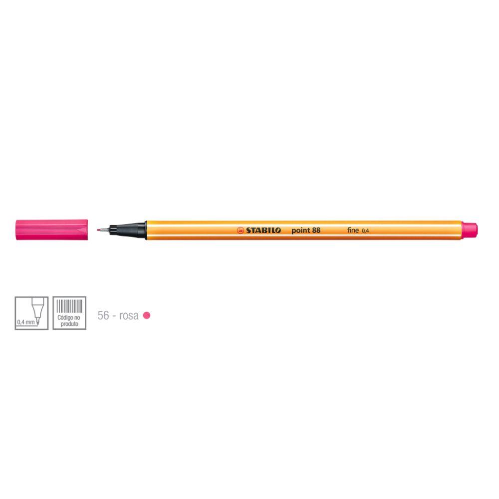 CANETA STABILO POINT88 0,4 C/10 ROSA