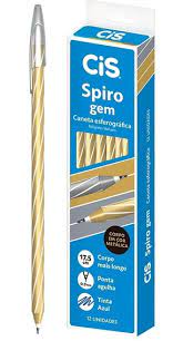 CANETA CIS SPIRO GEM OURO 0,7 C/12 COR DA TINTA AZUL