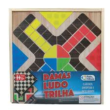 JOGO DAMA LUDO E TRILHA CX MAD 2212