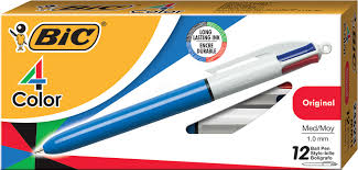 CANETA BIC 4 CORES MD AZ,PT,VM,VD C/12